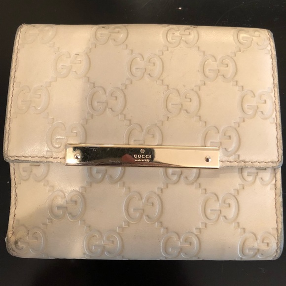 Gucci Handbags - Gucci white leather compact wallet